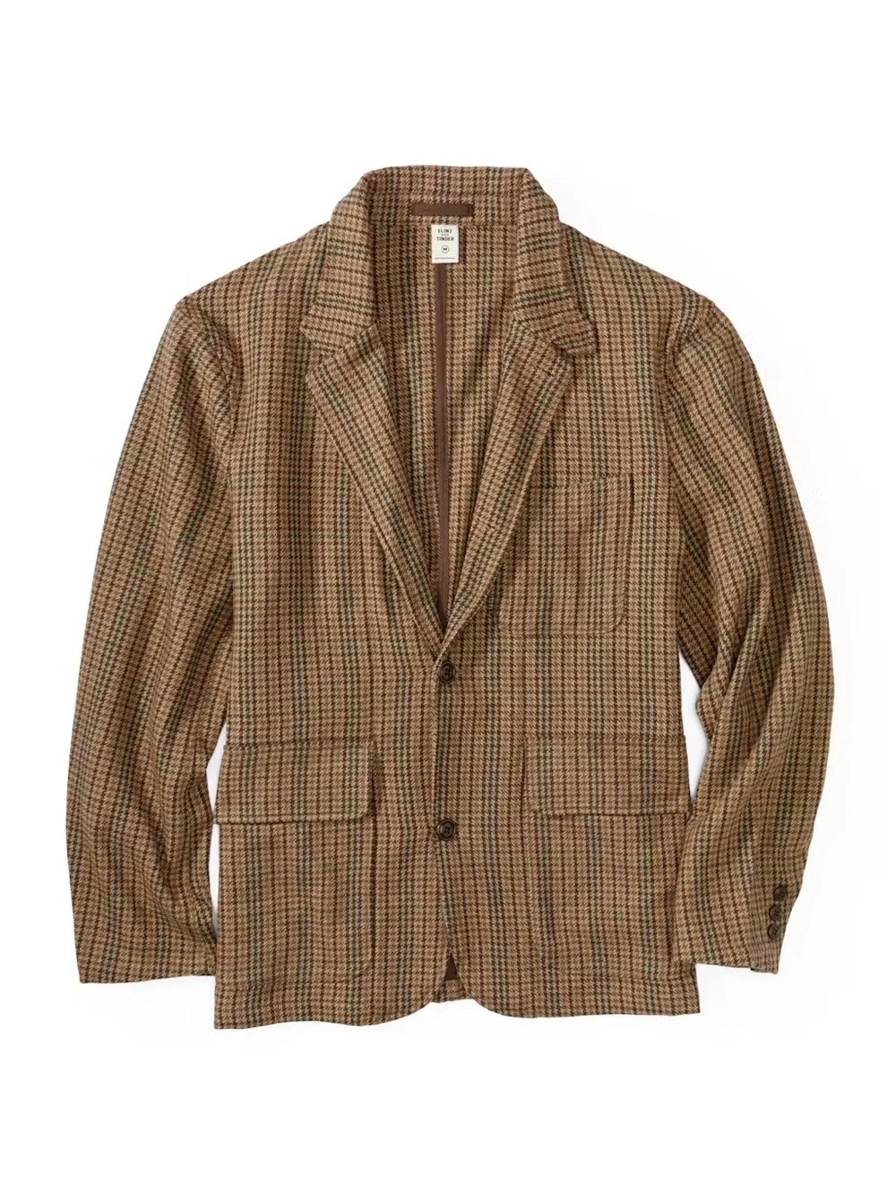 Men's Brown Houndstooth Sport Coat - Tailored Plaid Blazer